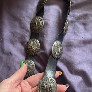 Concho belt 1989 tarnished needs cleaning real silver